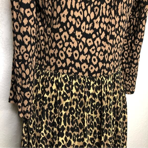 Anthropologie Maeve black brown tan mixed animal print dress size Small - Picture 10 of 14